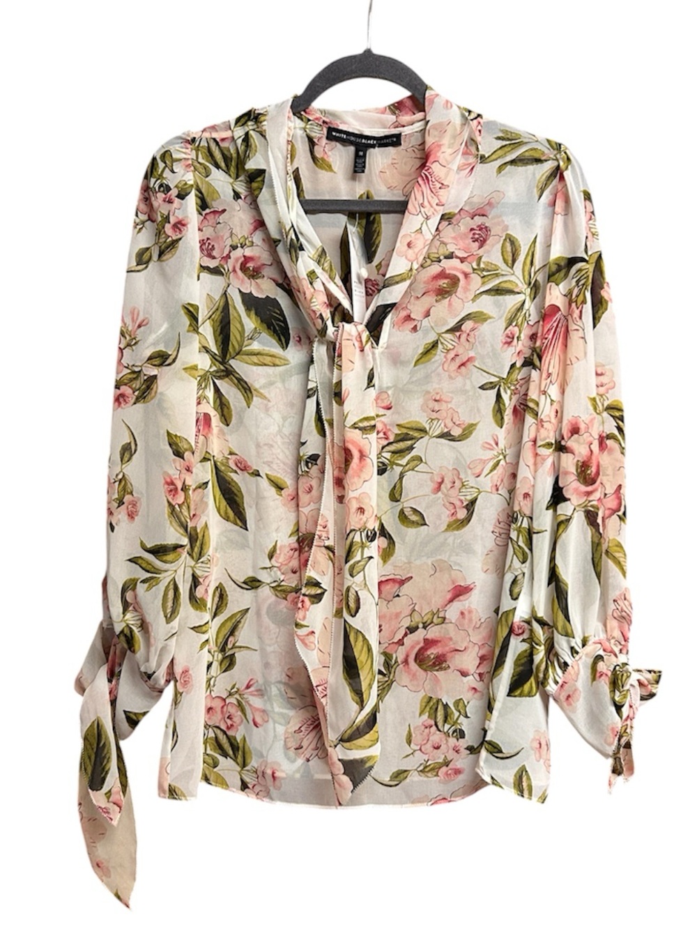 White House Black Market Floral Sheer Blouse NWT